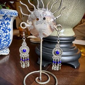 Silver and Blue Dangle Earrings